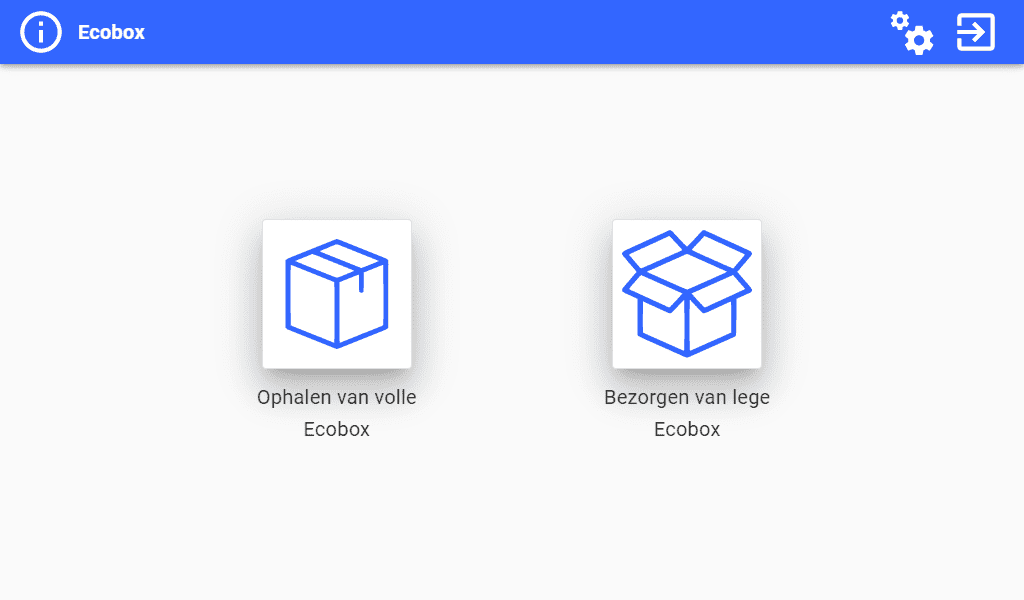 Ecobox-configuratiescherm Teruggave van afzonderlijke verbruiksgoederen