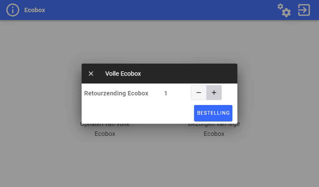 Ecobox-configuratiescherm Selectie van het aantal verpakkingen