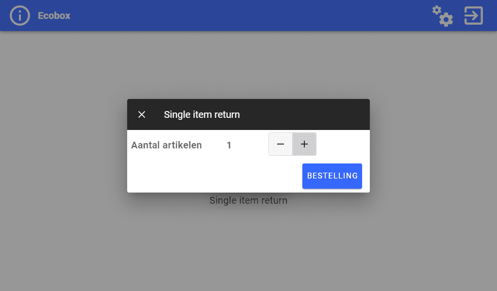 Ecobox-configuratiescherm Individuele verbruiksgoederen retourneren aantal verpakkingen