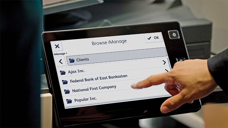 MFP-scherm iManage bestanden doorbladeren