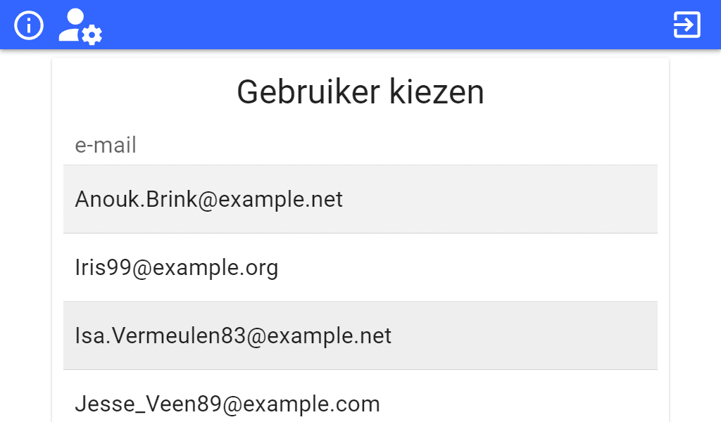 Open Bee-configuratiescherm gebruikersselectie