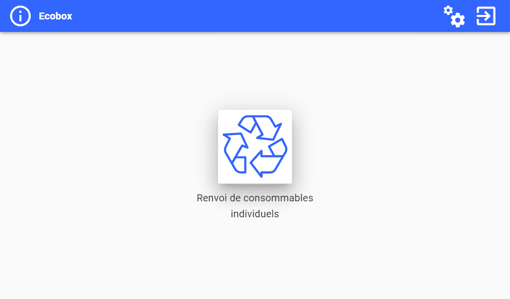 Ecran de configuration Ecobox renvoi de consommables individuels
